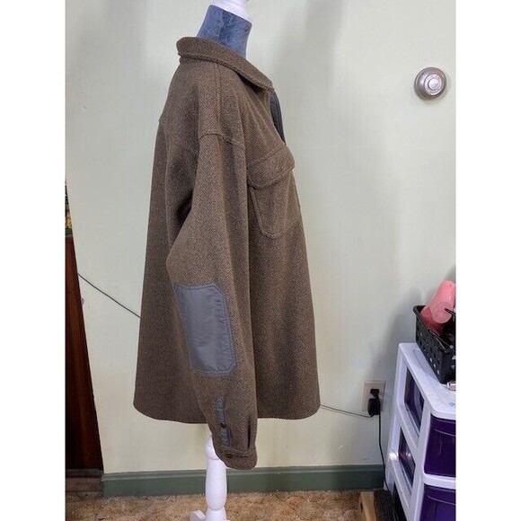 LL Bean Shirt Jacket Sz XL Brown Overshirt Allagash Fleece Shacket Elbow Patches - Picture 10 of 12